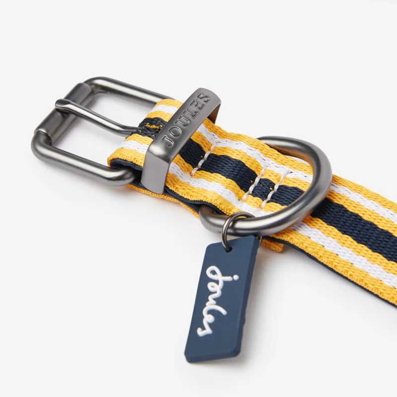 Joules Coastal Dog Collar Yellow and Navy-1